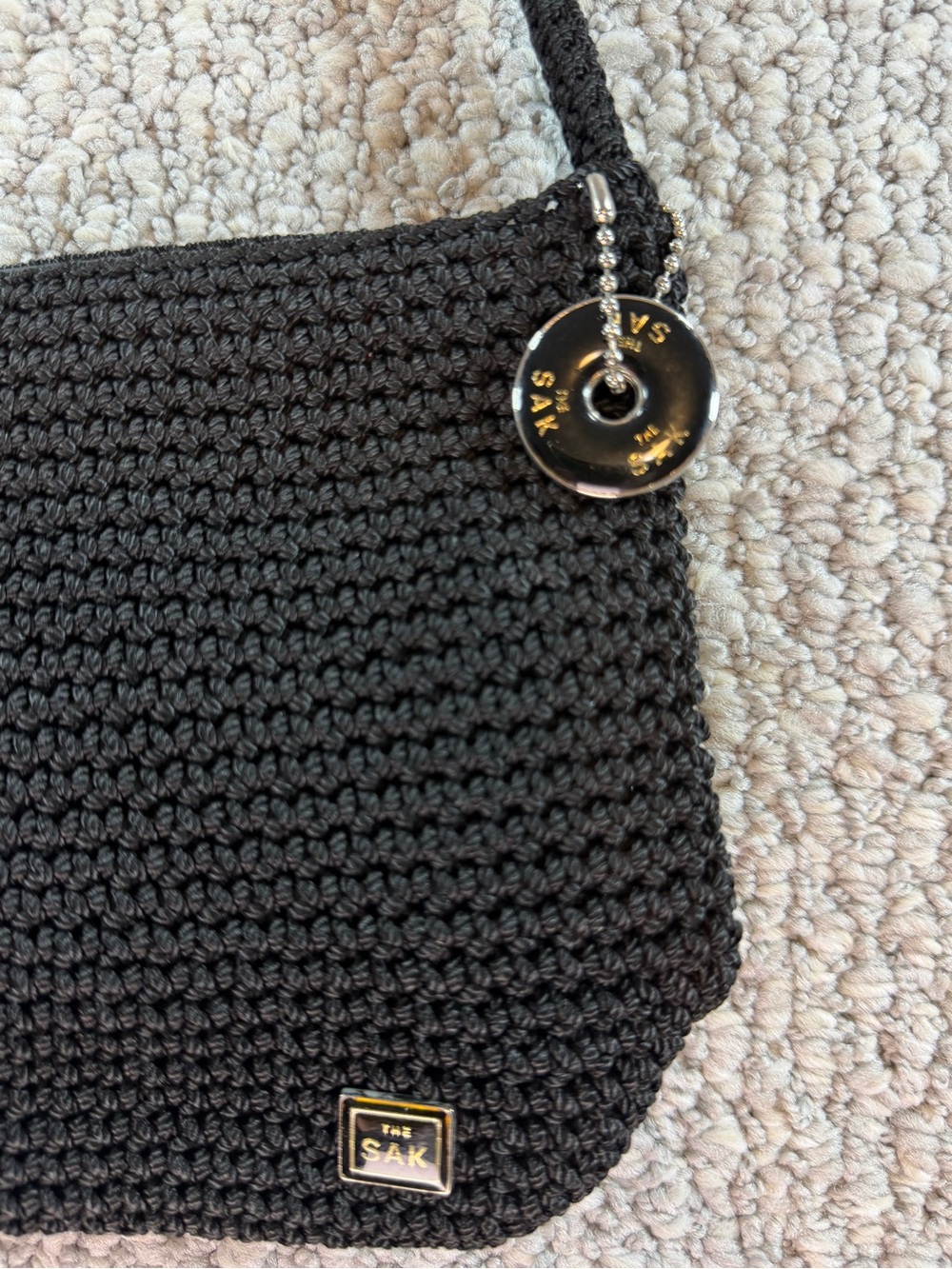 NWOT ‘The Sak’ Small Black Hand Crocheted Shoulder Bag - Picture 4 of 15